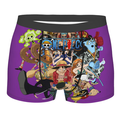 Best One Collage Collection Poster Man's Boxer Briefs Luffy Highly Breathable Underpants Top Quality Print Shorts Birthday Gifts