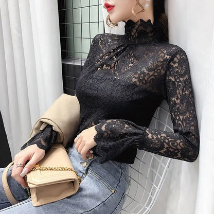 Autumn and Winter Velvet Turtleneck Bottoming Shirt Women's Thickened  Long-sleeved T-shirt Sexy Shirring Top T745