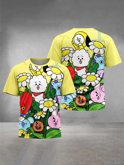 Cute Cartoon 3D Print Baby Clothing 5 to 14 Years Male Outdoor Clothes for B-BT-21-S Children Boy Girl Child T-Shirt Top Shirts