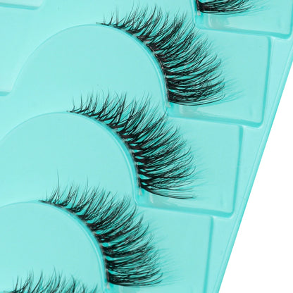 YSDO 3/10 Pairs Cat Eye Lash Wispy Half Lashes Natural False Eyelashes Extensions Fluffy Volume 3D Mink Lashes Makeup Faux Cils