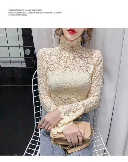 Autumn and Winter Velvet Turtleneck Bottoming Shirt Women's Thickened  Long-sleeved T-shirt Sexy Shirring Top T745