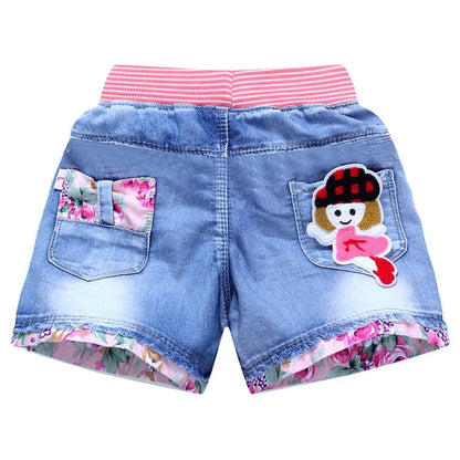 Kid 2025 Summer Denim s For Fashion Girl Princess Jeans Children Pants Shorts Flower Girls Clothing