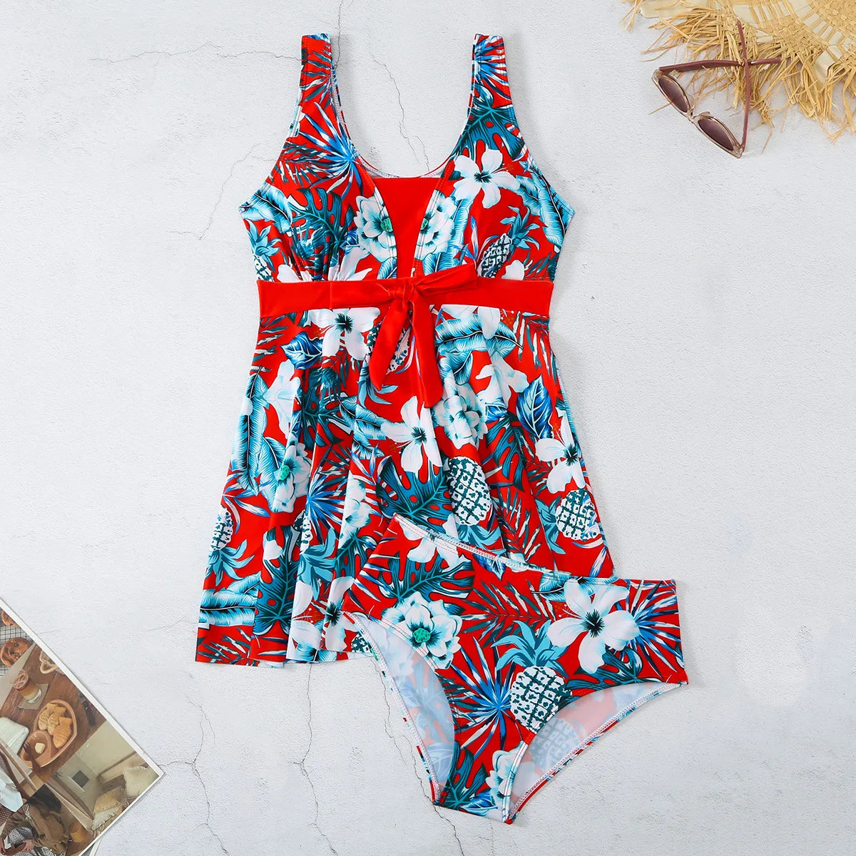 New Tropical Print Knot Front Swimwear Women One Piece Swimsuit Women Dress Bathers Bathing Swimming Swim Suit Beachwear