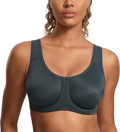 Sports Bra Women Max Control High Support Plus Size Underwire Gym Fitness Tops Activewear Beathable Yoga Curve Underwear