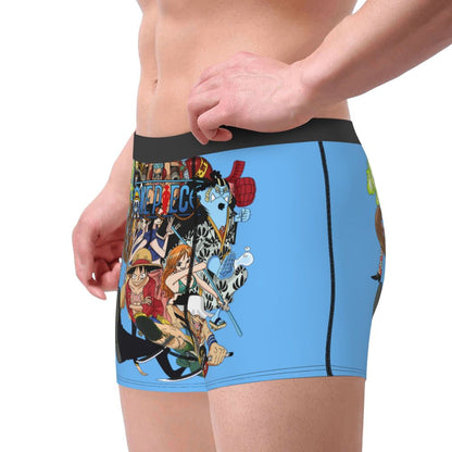 Best One Collage Collection Poster Man's Boxer Briefs Luffy Highly Breathable Underpants Top Quality Print Shorts Birthday Gifts