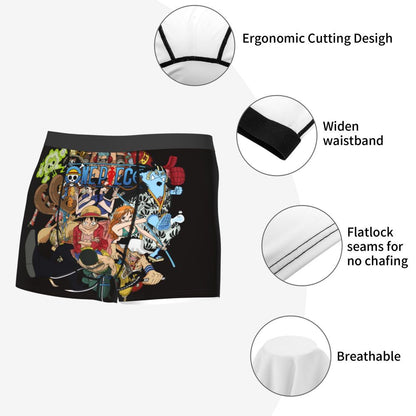 Best One Collage Collection Poster Man's Boxer Briefs Luffy Highly Breathable Underpants Top Quality Print Shorts Birthday Gifts