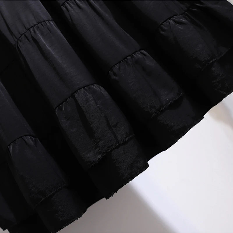 Black Simple Mid-Length Loose Skirt for Women Casual Style Spring Summer Autumn Plus Size Clothing Keep Short Eye Catching