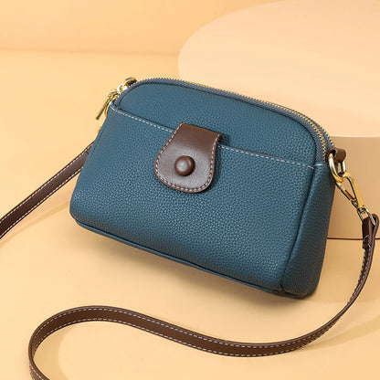 Luxury Designer Messenger Bag High Quality Genuine Leather Women's Solid Color Shoulder Bag Button decoration Cross Body Package