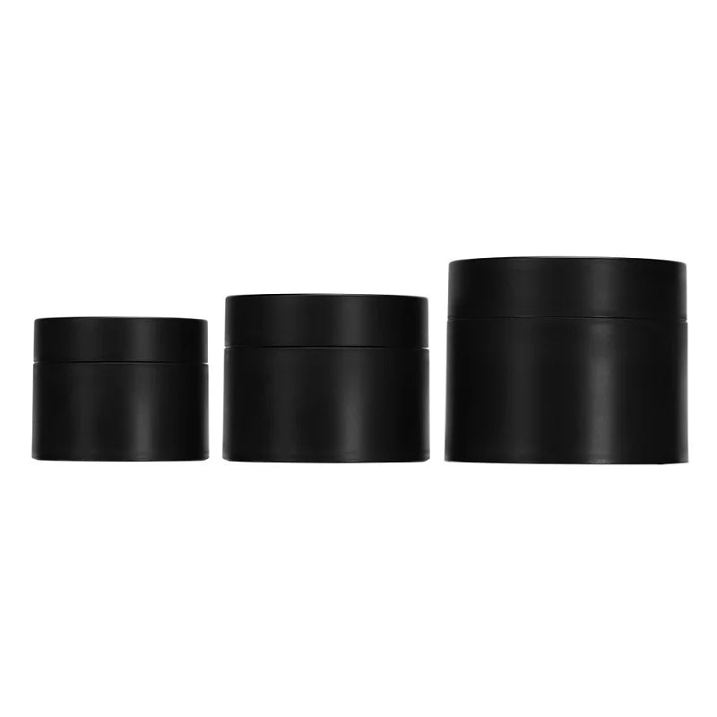 20Pcs Matte Black Skincare Face Cream Pots White Cosmetic Jar PET 30G 50G 100G Refillable Bottle Plastic Containers With Lids