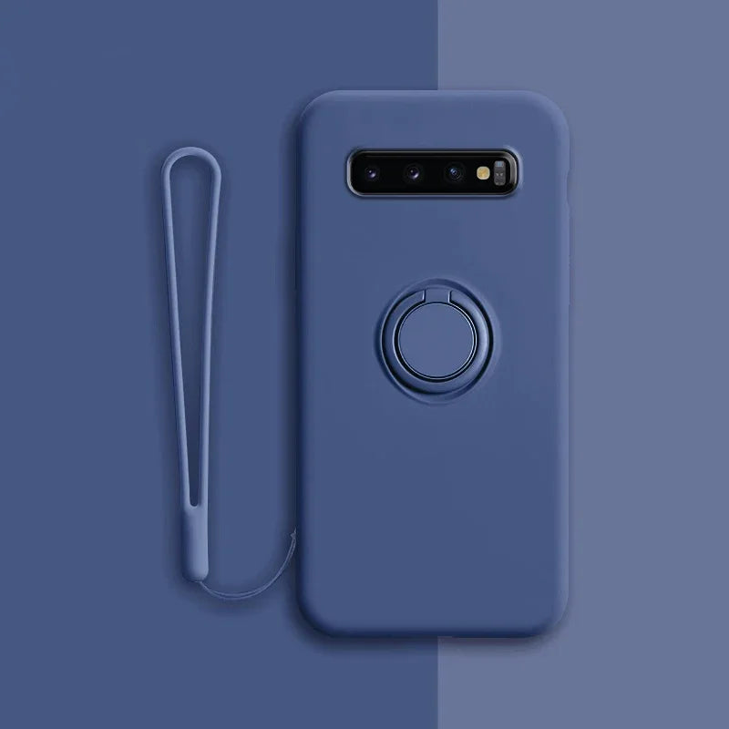 Soft Silicone Case For Samsung Galaxy S10 Plus S21 S20 FE Ultra S Note 20 9 10 S9 S8 S10E E Note20 Note9 Cover Ring Holder Stand