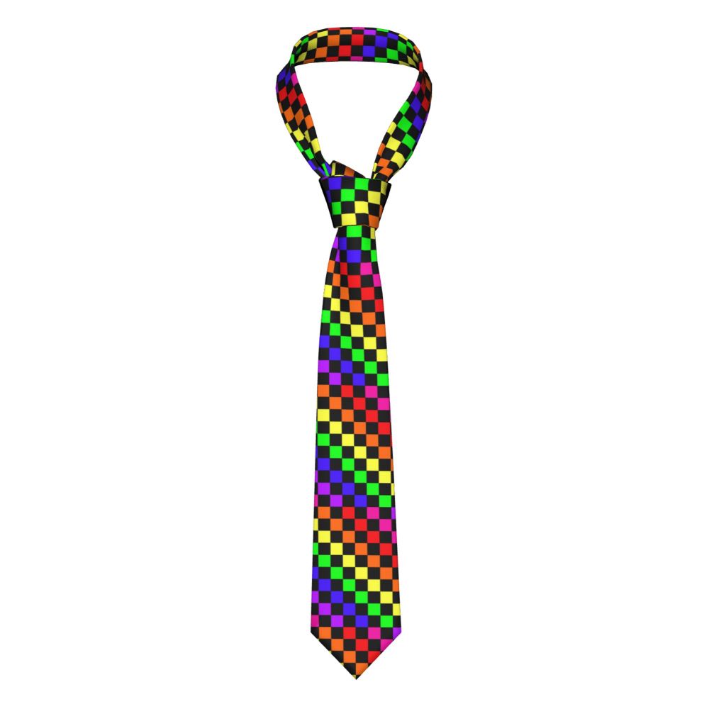 Black And White Checkerboard Pattern Ties Men Formal Silk Geometric Tartan Necktie for Office