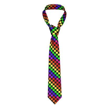 Black And White Checkerboard Pattern Ties Men Formal Silk Geometric Tartan Necktie for Office