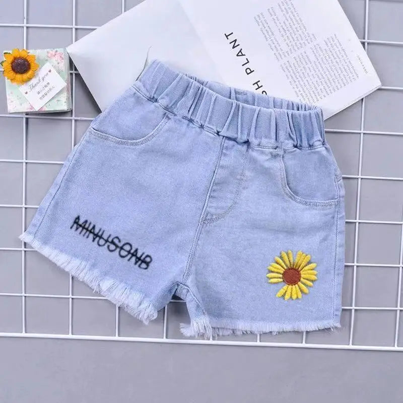 New Girls Denim Shorts Summer Kids Girl Hot Pants Clothing Baby Casual Jean Shorts 4 6 8 10 12 14 Year