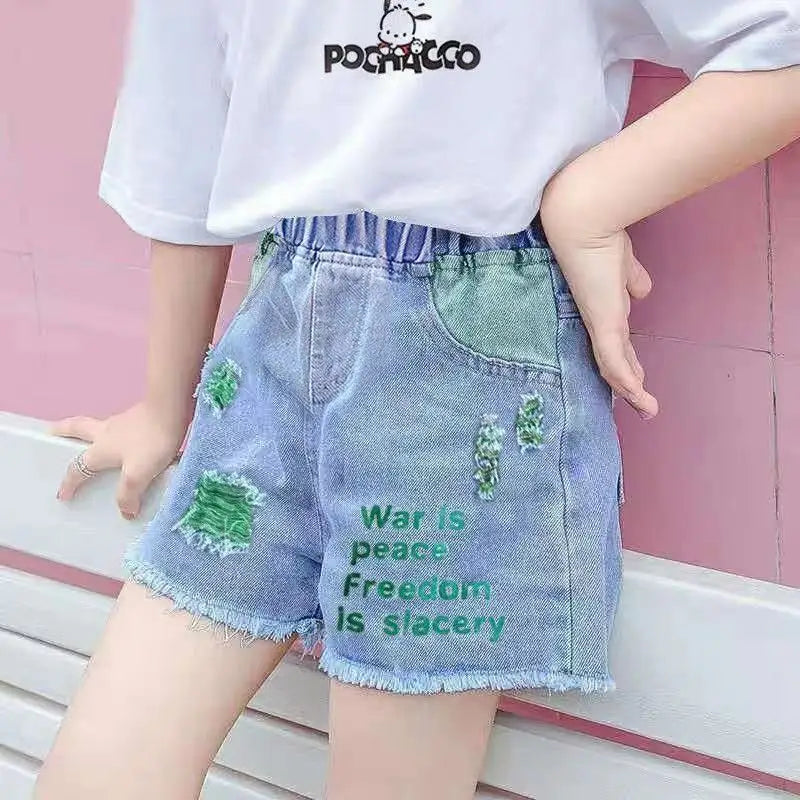 New Girls Denim Shorts Summer Kids Girl Hot Pants Clothing Baby Casual Jean Shorts 4 6 8 10 12 14 Year