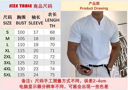 Fashion Men's T-shirt Solid Color Cotton Short-Sleeved Summer Casual Sportswear High-Quality Beach Top S-5XL