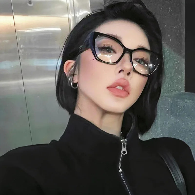 Cat Eye Optical Eyeglasses Frames For Women Brand Designer Fashion Luxury Anti Blue Light Computer Eye Glasses Ladies Eyewear