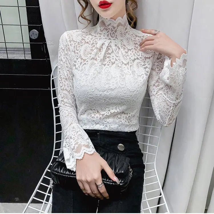 Autumn and Winter Velvet Turtleneck Bottoming Shirt Women's Thickened  Long-sleeved T-shirt Sexy Shirring Top T745