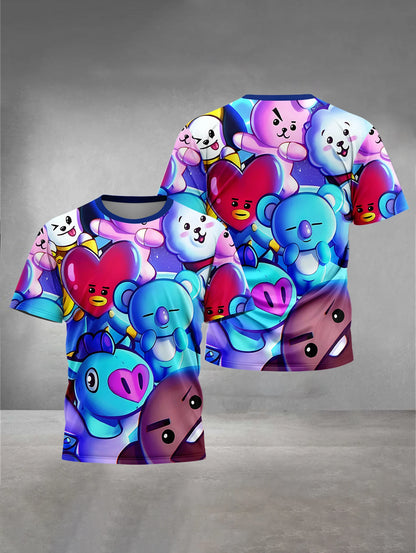 Cute Cartoon 3D Print Baby Clothing 5 to 14 Years Male Outdoor Clothes for B-BT-21-S Children Boy Girl Child T-Shirt Top Shirts