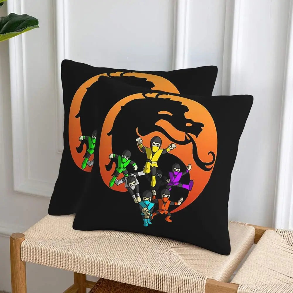 Mortal Kombat Logo 2 pcs Square Pillowcase Pillow Cover Cushion Decor Comfort Throw Pillow for Home Living Room