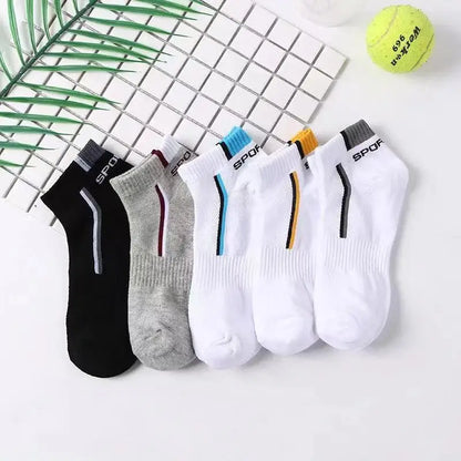 Men's Fashion Sports Socks, Striped Cotton Sweat Absorption Breathable Comfortable Ankle Socks