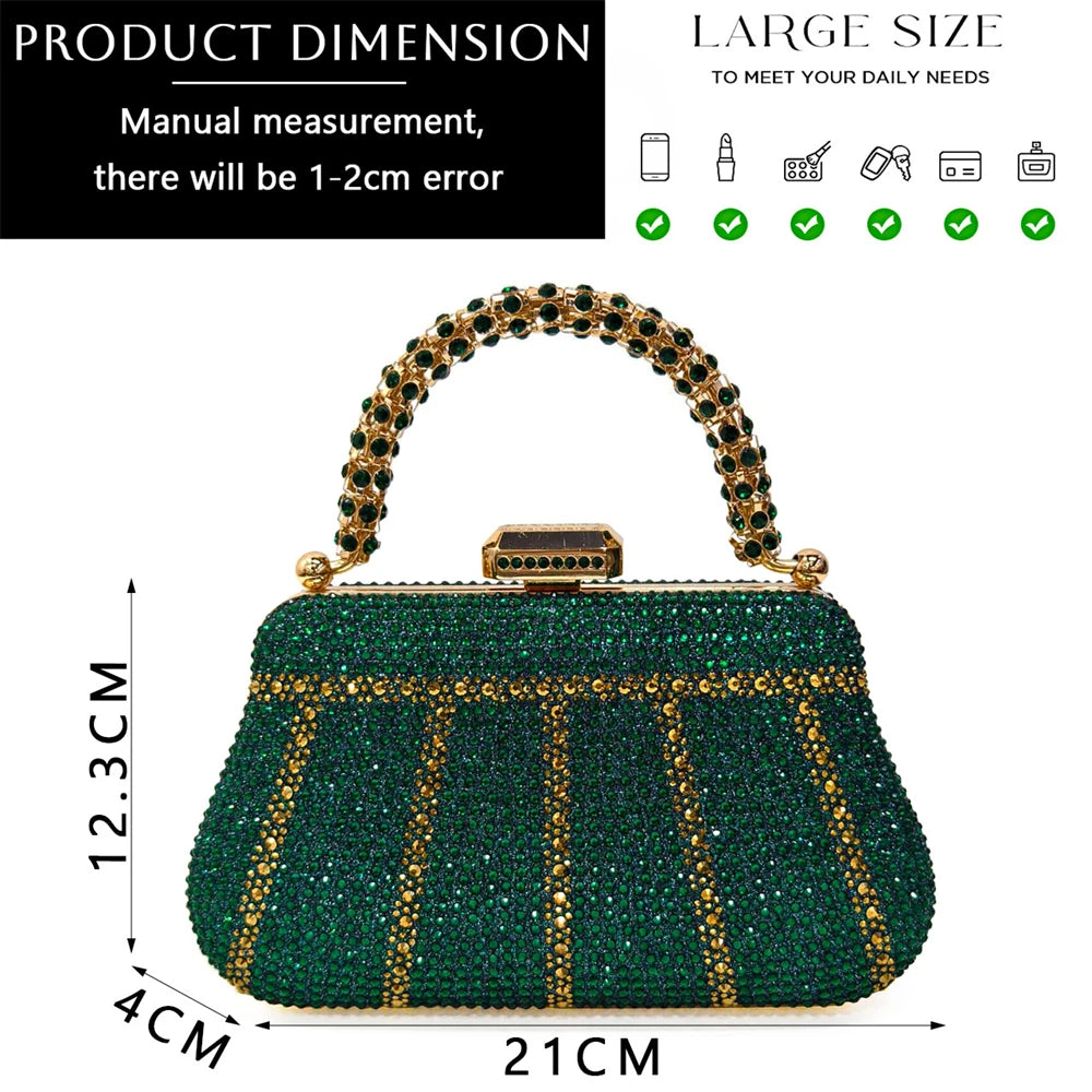 Venus Chan-Nigerian Heel Party for Women Shoes and Bag Set Champagne Colour Rhinestone Handbag Italian Design Wedding INS 2024