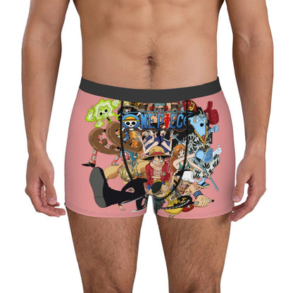 Best One Collage Collection Poster Man's Boxer Briefs Luffy Highly Breathable Underpants Top Quality Print Shorts Birthday Gifts