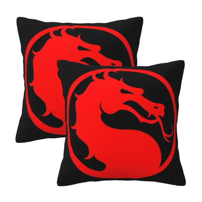 Mortal Kombat Logo 2 pcs Square Pillowcase Pillow Cover Cushion Decor Comfort Throw Pillow for Home Living Room