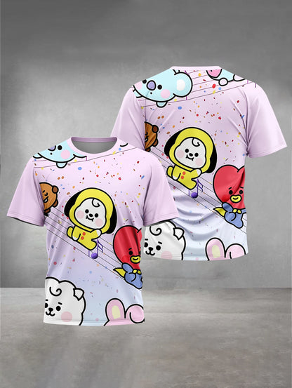 Cute Cartoon 3D Print Baby Clothing 5 to 14 Years Male Outdoor Clothes for B-BT-21-S Children Boy Girl Child T-Shirt Top Shirts