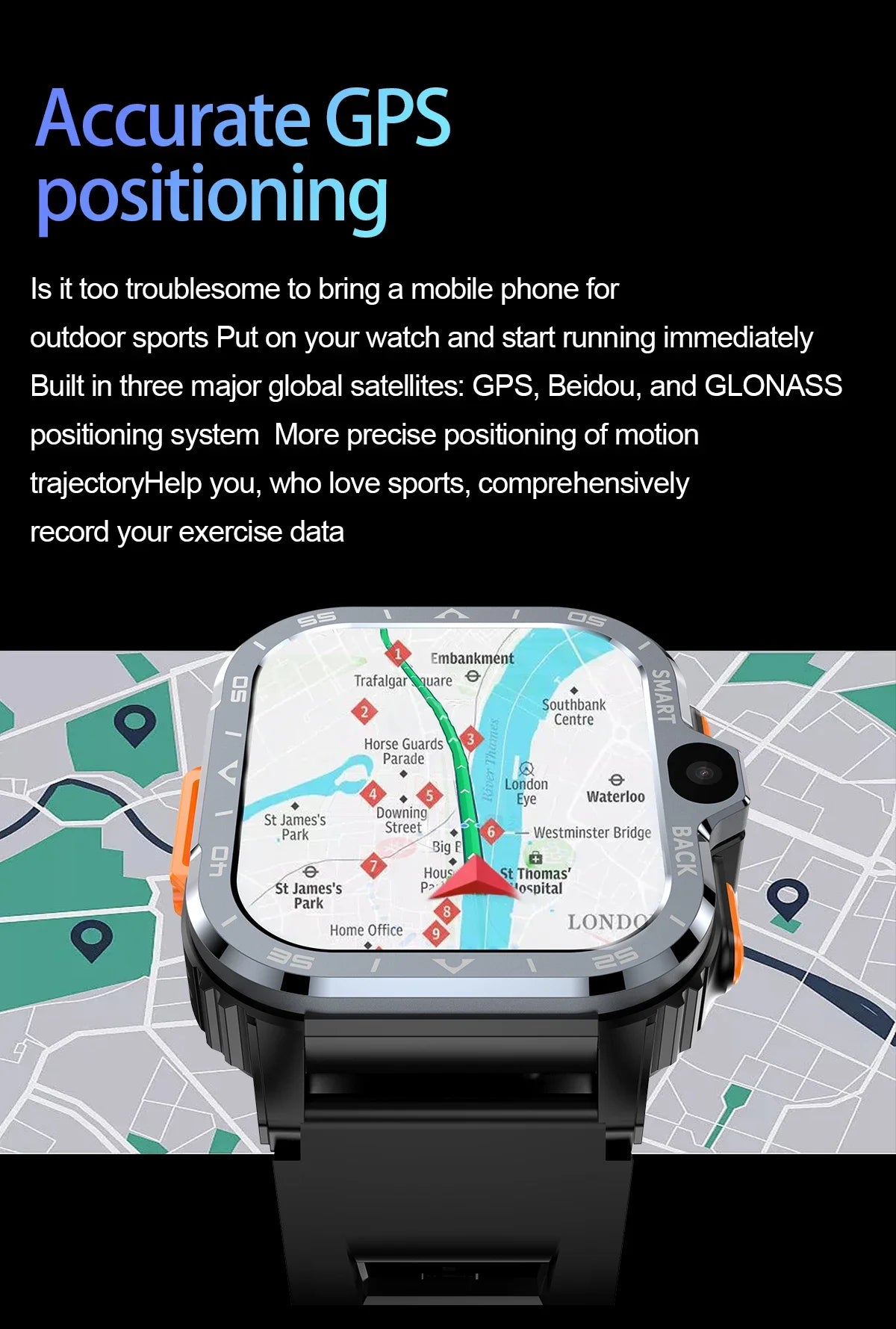 New Android Smartwatch Manufacturer GPS 4G Fitness Tracker IPS Display Video Call Dual Chip Dual System Men's Smart Watch