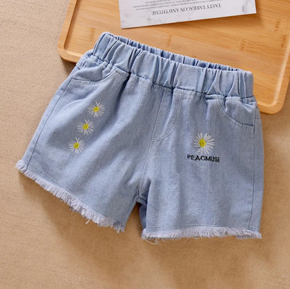 New Girls Denim Shorts Summer Kids Girl Hot Pants Clothing Baby Casual Jean Shorts 4 6 8 10 12 14 Year