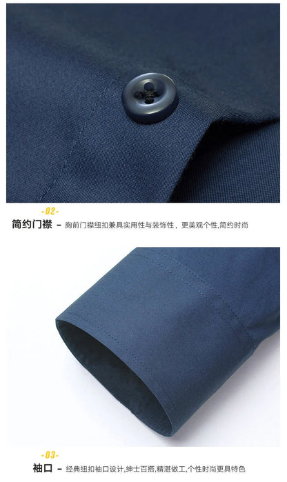 All Season Fashion Men's Business Dress Slim Fit Working Shirt Anti-Wrinkle Solid Long Sleeve Social Formal Shirts For Men