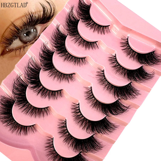 NEW Cat Eye Lashes 7 Pairs Natural Hair Fox Eye Mink Winged Fake Eyelashes Extension 3D Fluffy Bulk Eyes Makeup