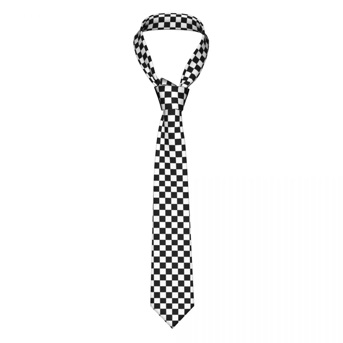 Black And White Checkerboard Pattern Ties Men Formal Silk Geometric Tartan Necktie for Office