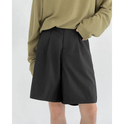 Summer Suit Shorts Men Fashion Social Mens Dress Shorts Korean Loose Straight Casual Shorts Mens Office Formal Shorts M-2XL