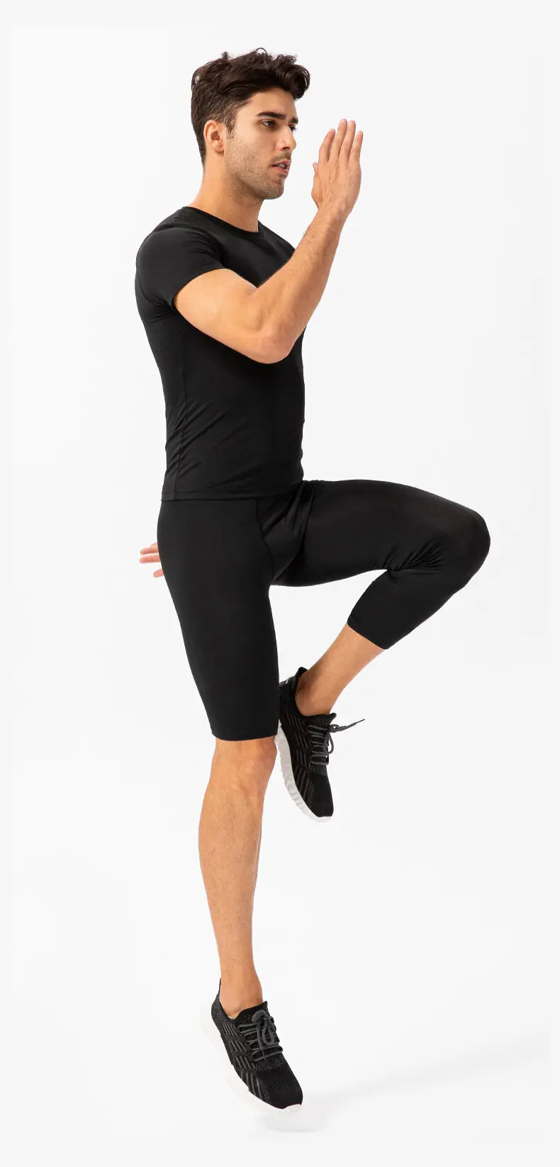 Men Right Short Left Long Basketball Leggings Training Capri Pants Quick Dry Asymmetric Compression Tights Fitness Sport Bottoms