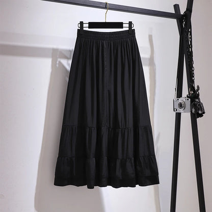 Black Simple Mid-Length Loose Skirt for Women Casual Style Spring Summer Autumn Plus Size Clothing Keep Short Eye Catching