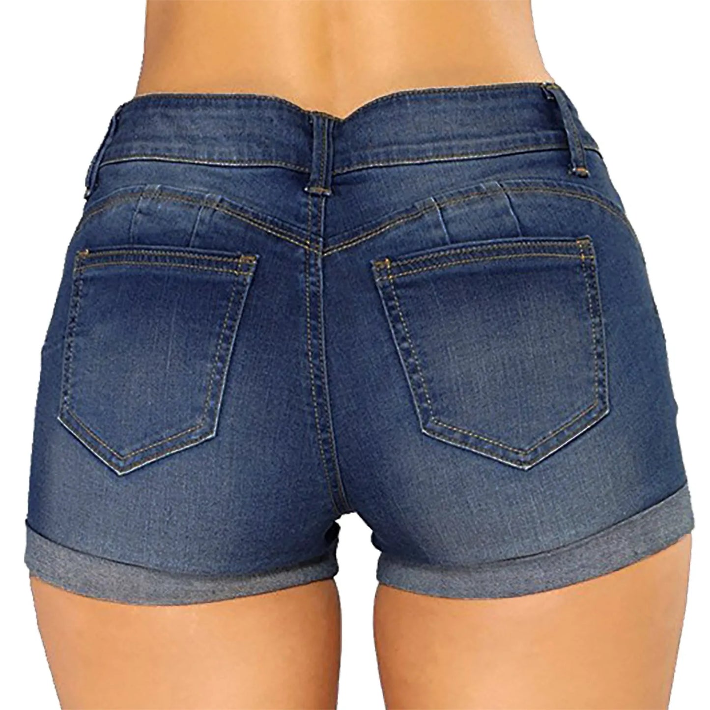 High Waisted Plus Size Ripped High Waisted Stretchy Denim Shorts