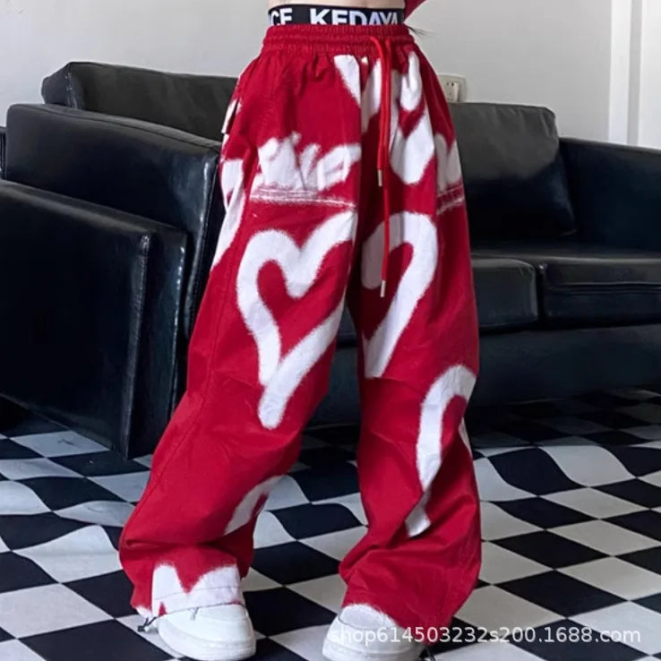 1pc hip hop 2025 summer teens tracksuit Girls cloth heart letters graffiti t-shirt or print long wide leg pant Kid 8 10 12 year