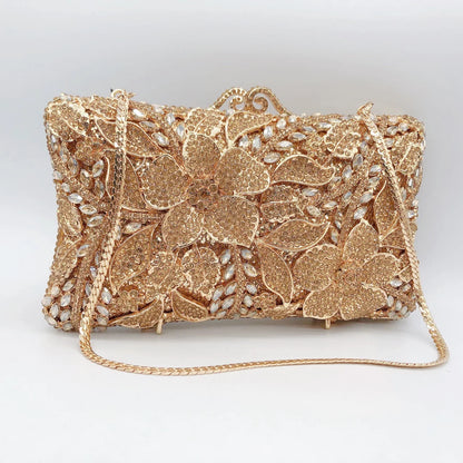 Women XIYUAN Evening Bags Gold/Silver Chain Shoulder Bags Handbags Stones Day Clutches Diamonds Metal Ladies Clutch Handbags