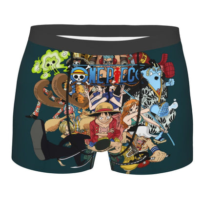 Best One Collage Collection Poster Man's Boxer Briefs Luffy Highly Breathable Underpants Top Quality Print Shorts Birthday Gifts