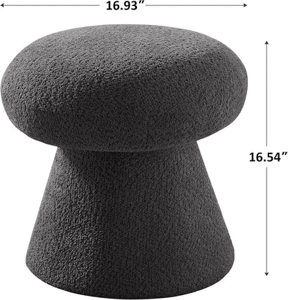 Round Footstool Ottoman, Mushroom Foot Rest Stool, Small Upholstered Boucle Footstool Ottoman for for Makeup, Living Room