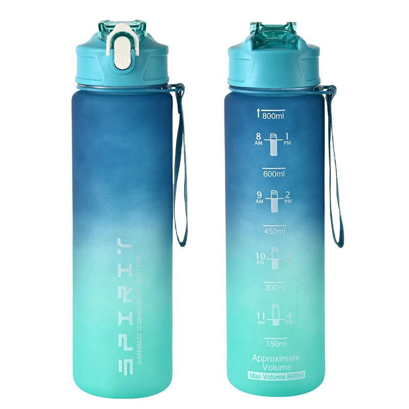 800ml/28oz Large Capacity Sports Water Bottle Leak Proof Colorful Plastic Cup Drinking Outdoor Travel Portable Gym Fitness Jugs