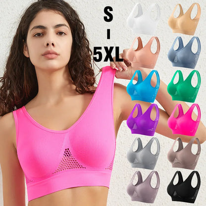 M-5XL Seamless Bras For Women Push Up Hollow Breathable Sports Bra Female Unwired No Pads Crop Top Girls Sexy Lingerie Brassiere