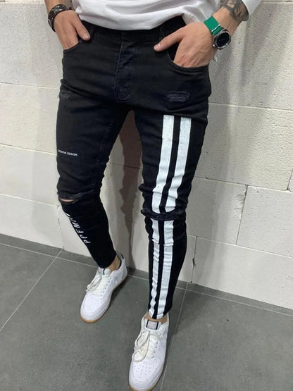 2025 New Mens Jeans Casual Skinny Pencil Pants Stretch Denim Trousers Male Slim Fit Fashion Destroyed Ripped Jeans Man Clothing