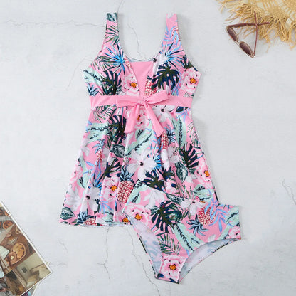 New Tropical Print Knot Front Swimwear Women One Piece Swimsuit Women Dress Bathers Bathing Swimming Swim Suit Beachwear