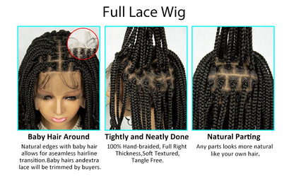 Kima Short Synthetic Box Braided Wigs Full Lace Wig Top Cornrow Braided with Curly End for Black Women