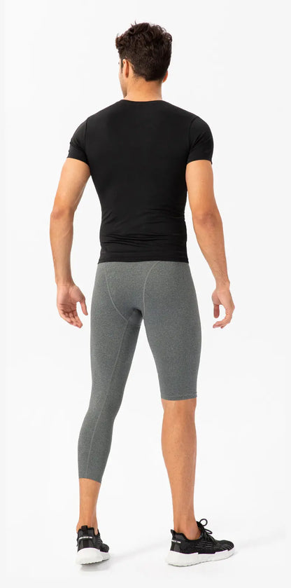 Men Right Short Left Long Basketball Leggings Training Capri Pants Quick Dry Asymmetric Compression Tights Fitness Sport Bottoms