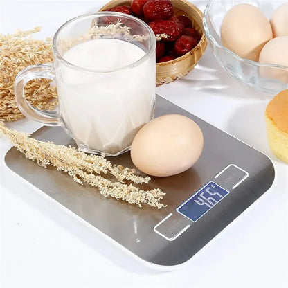 Rechargeable Stainless Steel Electronic Scales 5kg/10kg Kitchen Scales Home Jewelry Food Snacks Weighing Baking Tools