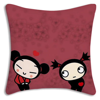 Pillow Covers Cartoon Kawaii Pucca Anime Manga Sofa Decorative Home Double-sided Printing Short Plush Cute Cushion Cover