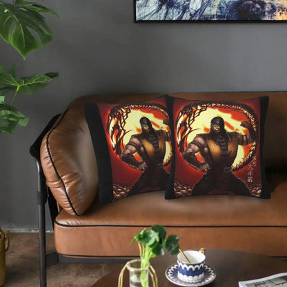 Mortal Kombat Logo 2 pcs Square Pillowcase Pillow Cover Cushion Decor Comfort Throw Pillow for Home Living Room